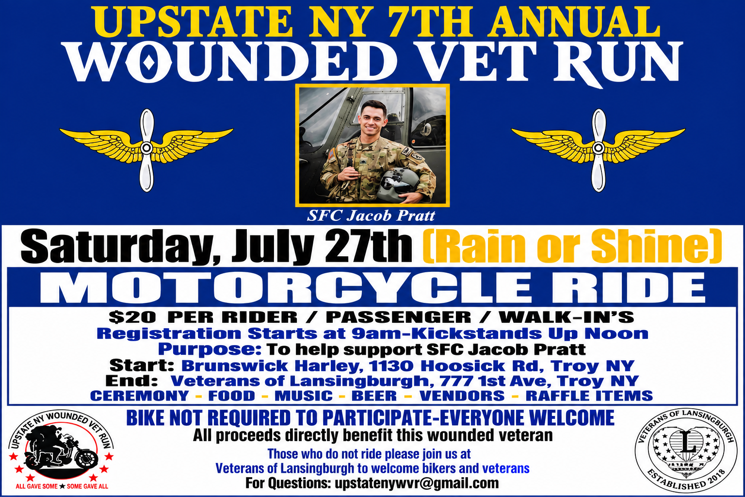 The 7th Annual Upstate NY Wounded Vet Motorcycle Run — July 27, 2024 | Uforia Entertainment & DJ Debonair